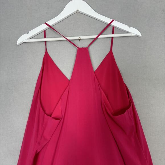 Alice + Olivia Fierra Dress Womens Large Pink Silk Blend Mini Slip Deep V-Neck - Picture 7 of 12